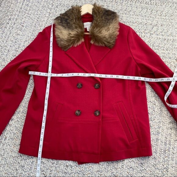 Chico’s double breasted red faux fur jacket large - Picture 5 of 7